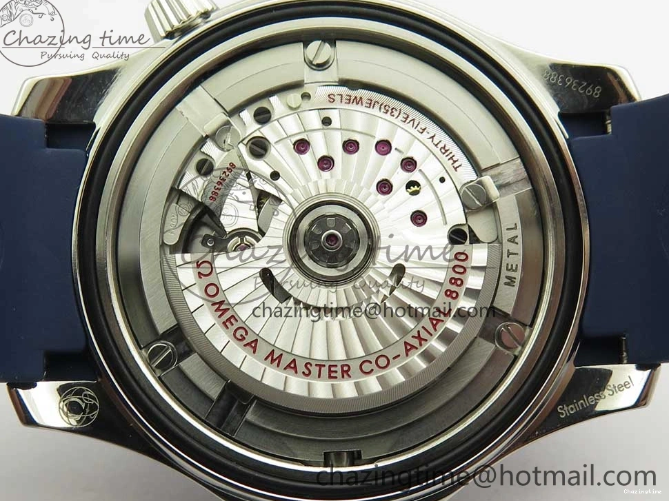 0321 Lightweight 2018 Seamaster Diver 300M VSF 1:1 Best Edition Blue Ceramic Blue Dial on Blue Rubber Strap A8800 V2 (Black Balance Wheel) 7961